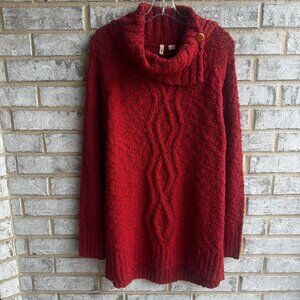 MOTH Long Sleeve Cowl Neck Cableknit Cotton Blend Tunic Sweater Women's Size L.